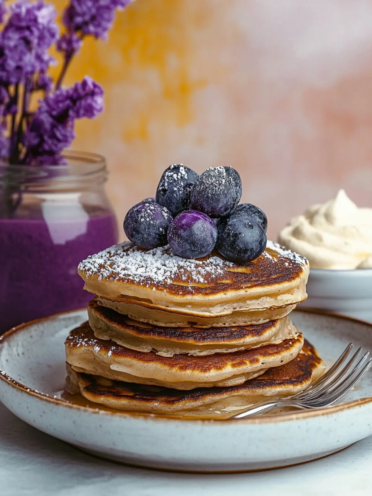 Fluffy Vegan Ube Pancakes for a Vibrant Breakfast Bliss 3 Ube Pancakes