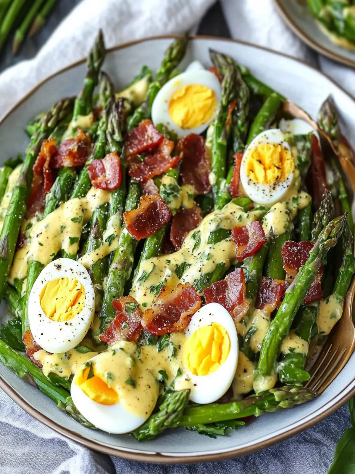 Asparagus Egg and Bacon Salad with Zesty Dijon Vinaigrette 5 Asparagus Egg and Bacon Salad with Dijon Vinaigrette