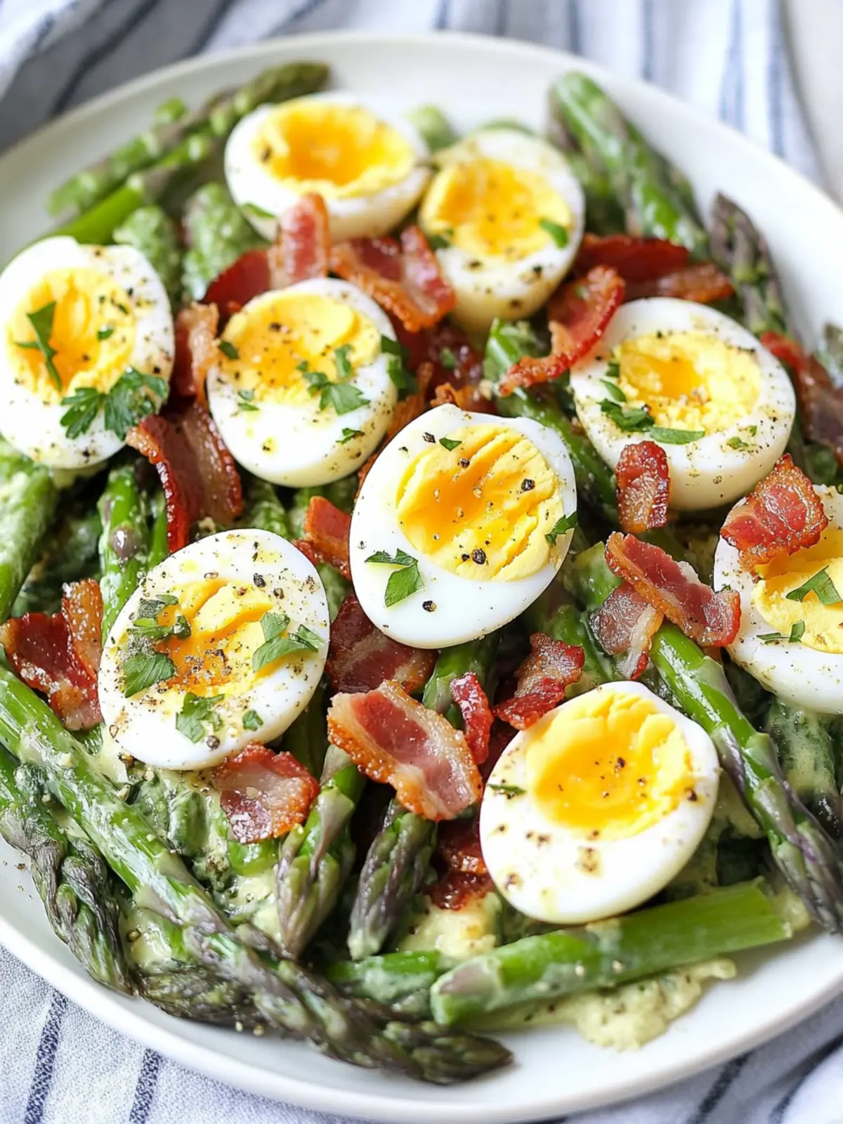 Asparagus Egg and Bacon Salad with Zesty Dijon Vinaigrette 2 Asparagus Egg and Bacon Salad with Dijon Vinaigrette