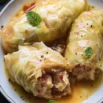 Hearty Stuffed Cabbage Rolls with Zesty Egg-Lemon Sauce 6 Stuffed Cabbage Rolls