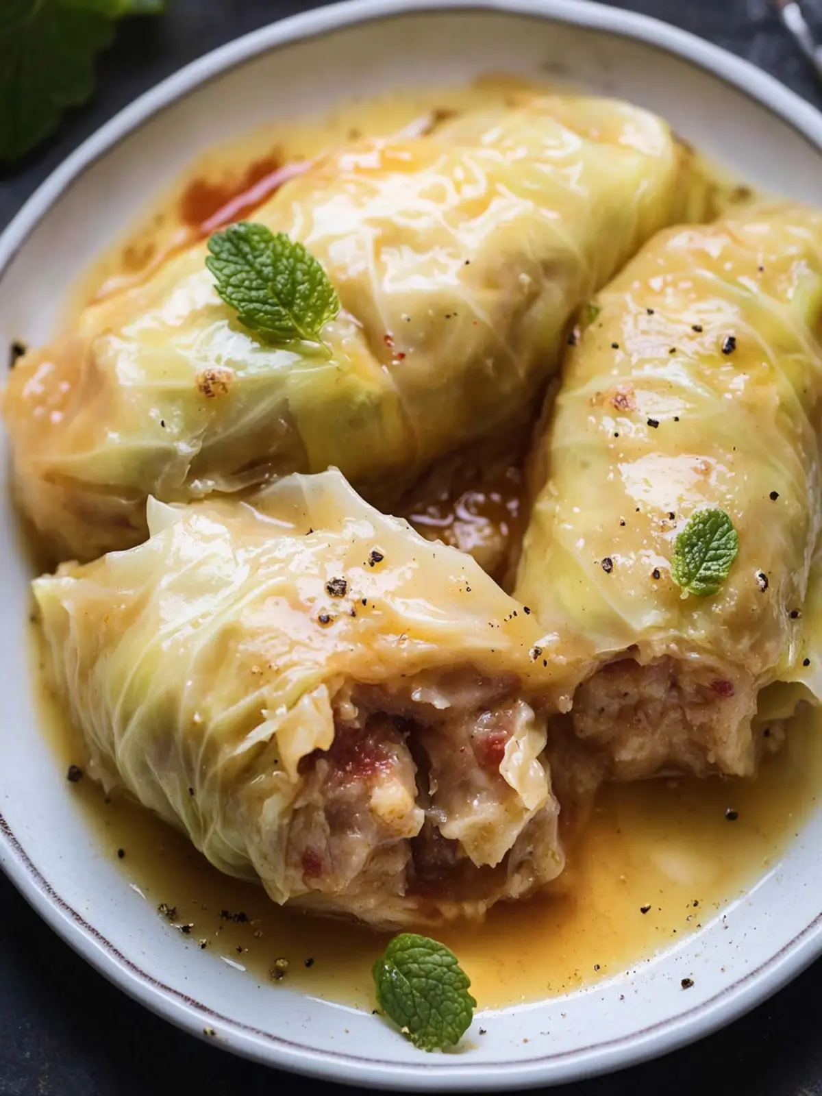 Hearty Stuffed Cabbage Rolls with Zesty Egg-Lemon Sauce 5 Stuffed Cabbage Rolls