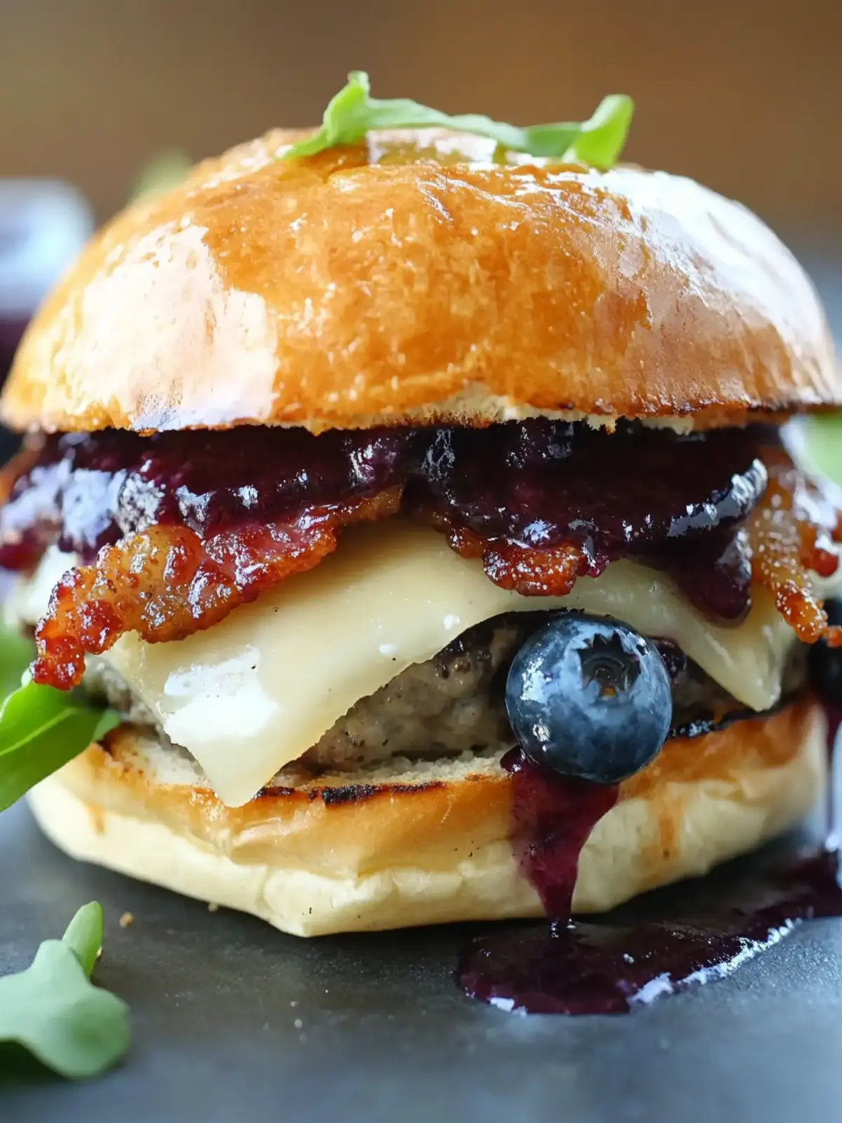 Savor the Flavor: Blueberry Bacon Brie Burger Delight 4 Blueberry Bacon Brie Burger