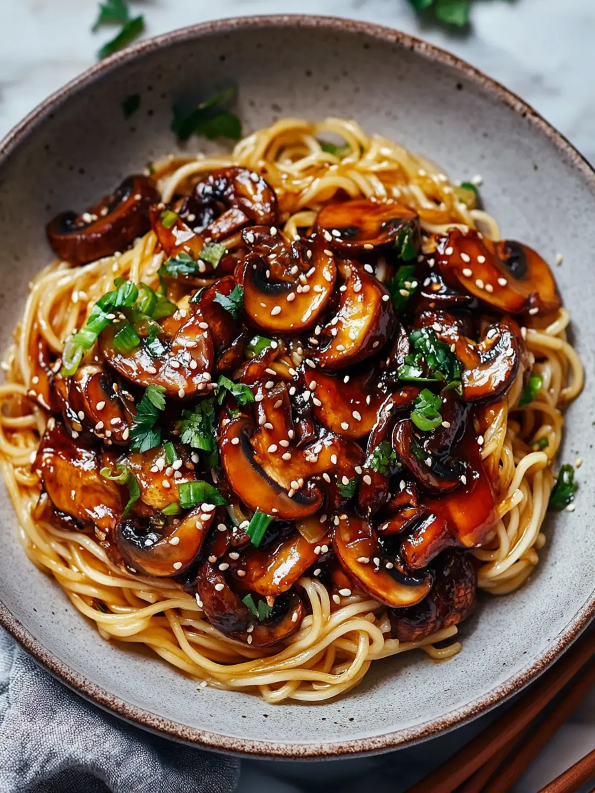 Crispy Chili Oil Noodles with Soy-Glazed Mushrooms Bliss 2 Crispy Chili Oil Noodles with Soy-Glazed Mushrooms
