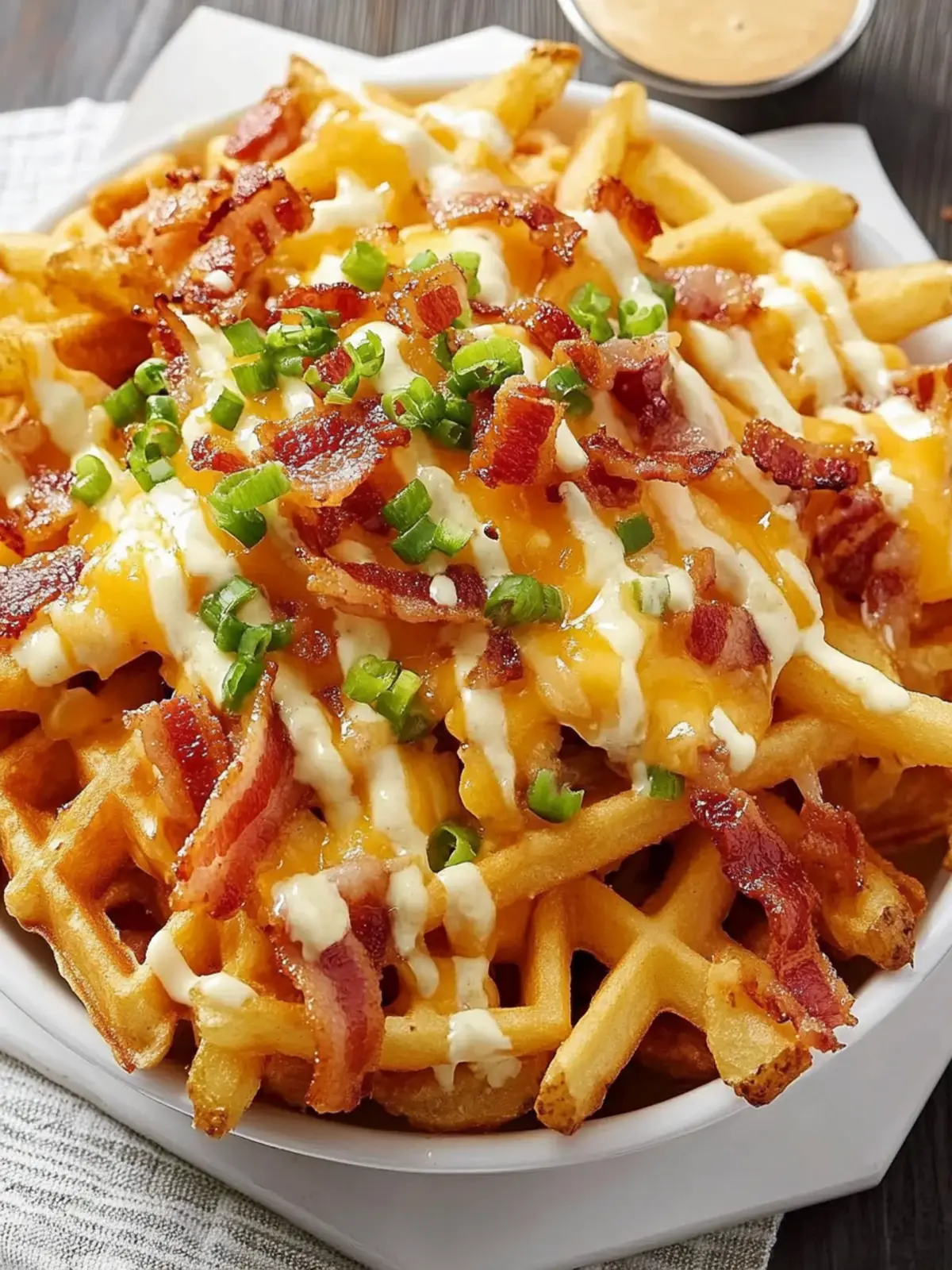 Irresistible Loaded Waffle Fries Cheese Bacon Bliss 5 Loaded Waffle Fries Cheese Bacon