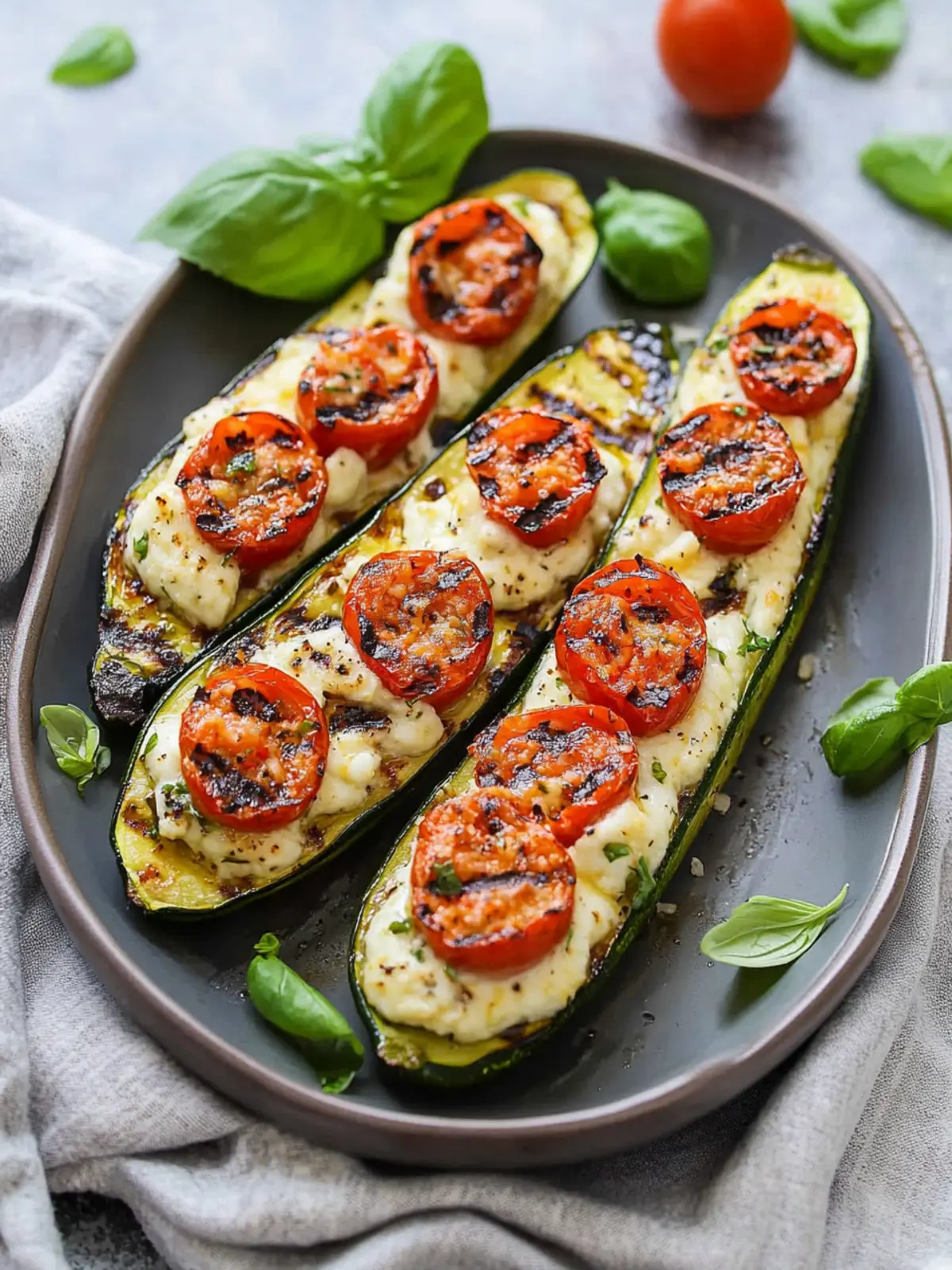 Grilled Caprese Stuffed Zucchini Boats for Fresh Summer Flavor 2 Grilled Caprese Stuffed Zucchini Boats