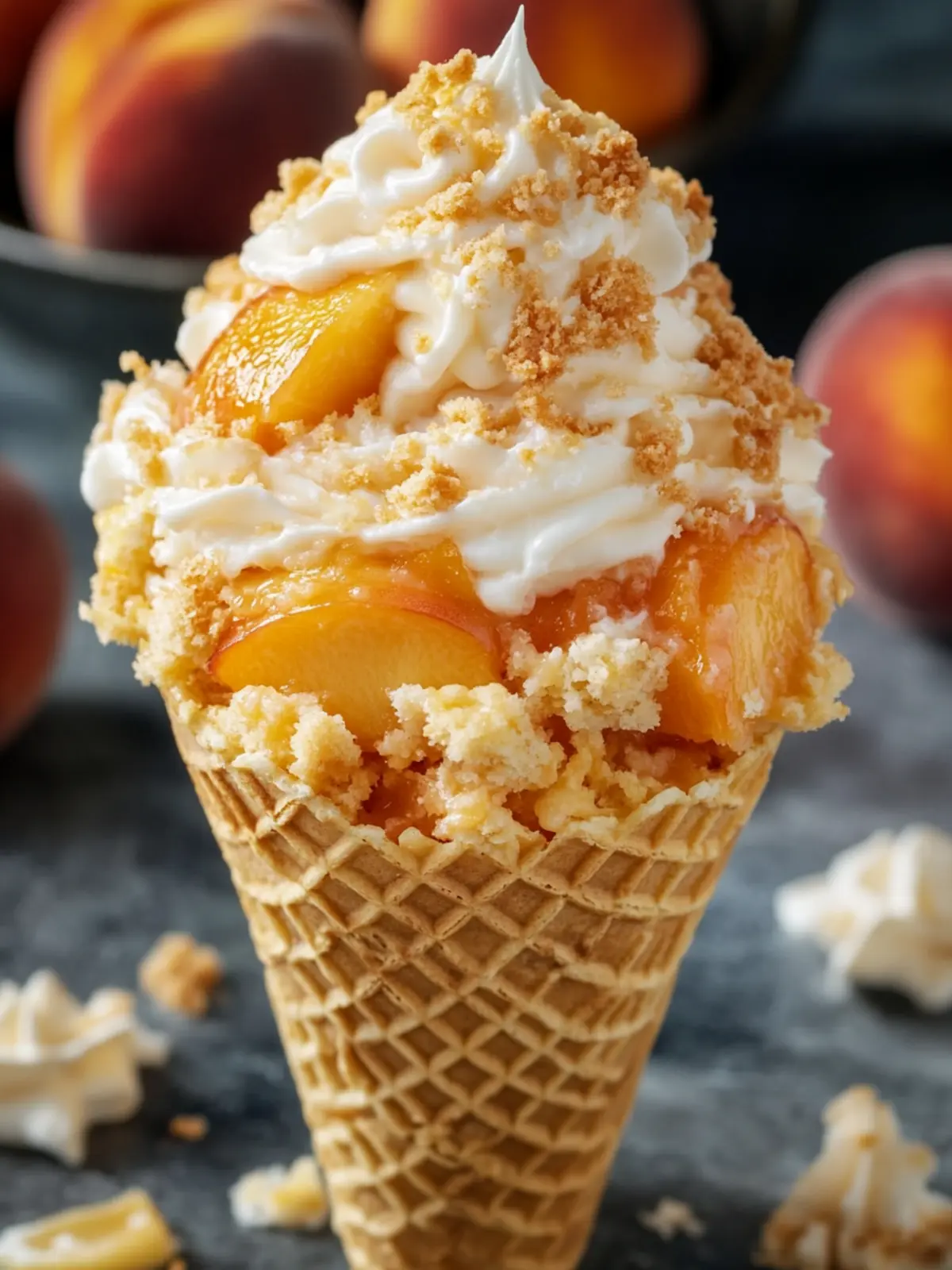 Savor Homemade Peach Cobbler in a Cone for a Sweet Twist 2 Homemade Peach Cobbler in a Cone