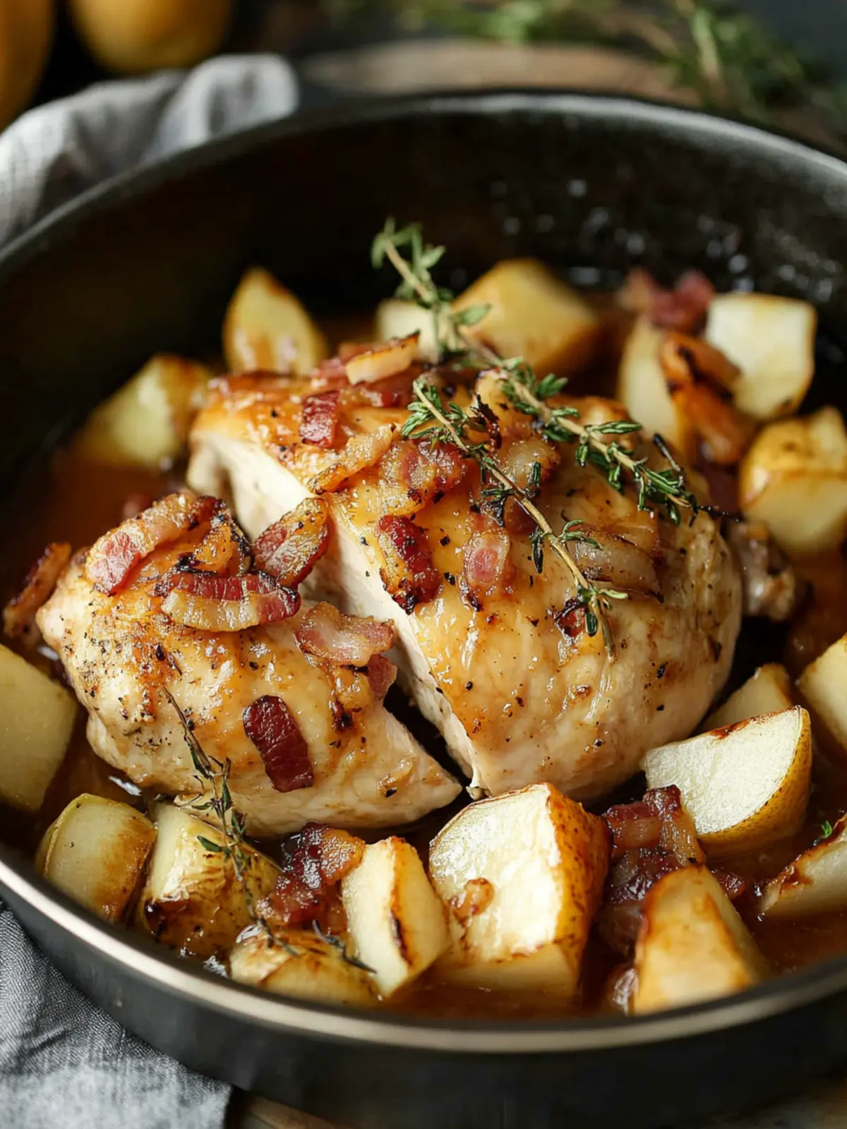 Savory Roasted Chicken with Honey Bacon Pears Delight 4 Roasted Chicken with Honey Bacon Pears