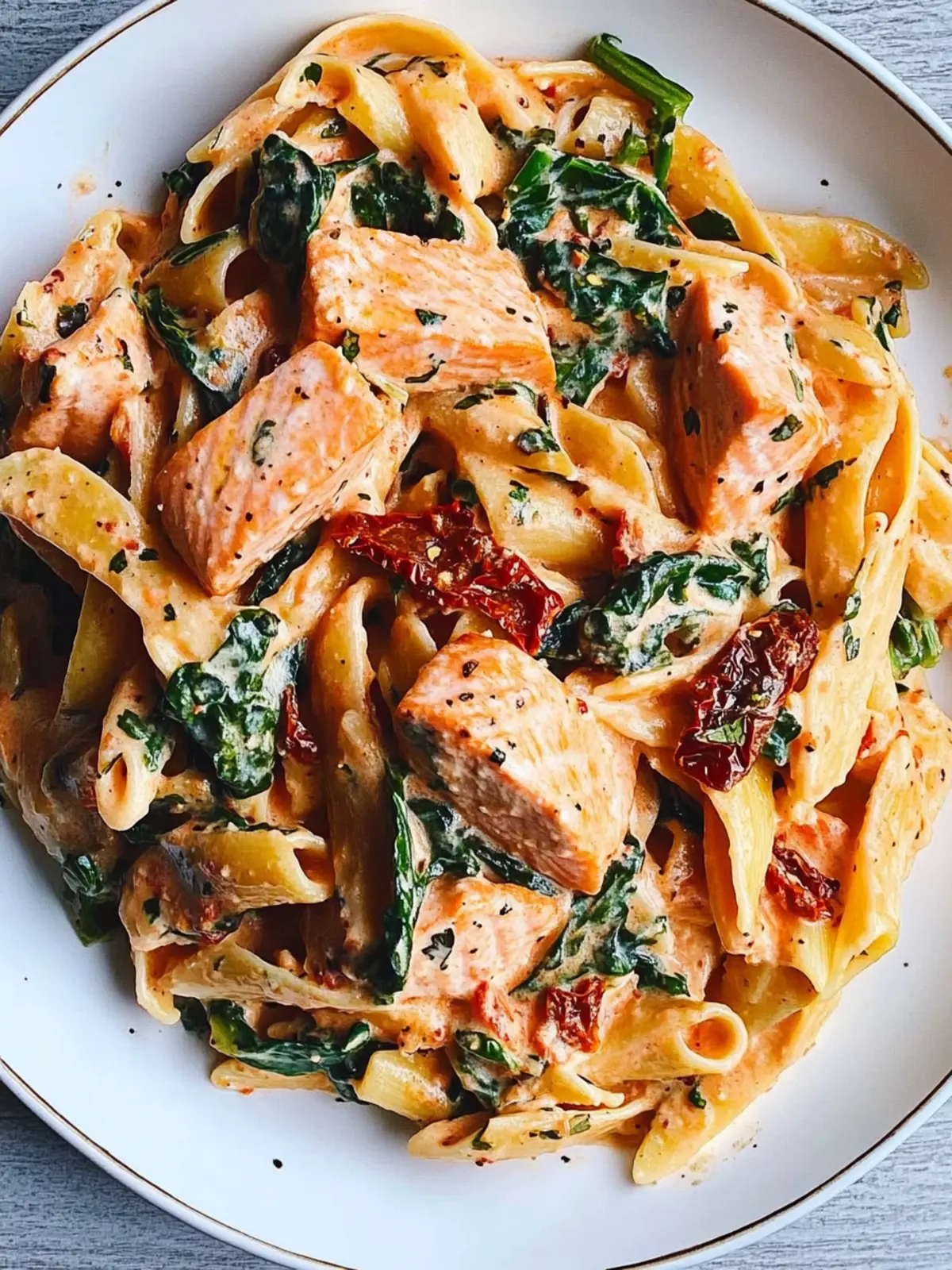 Heavenly Salmon Pasta with Sun-Dried Tomato Cream Sauce 5 Salmon Pasta with Sun-Dried Tomato Cream Sauce and Spinach