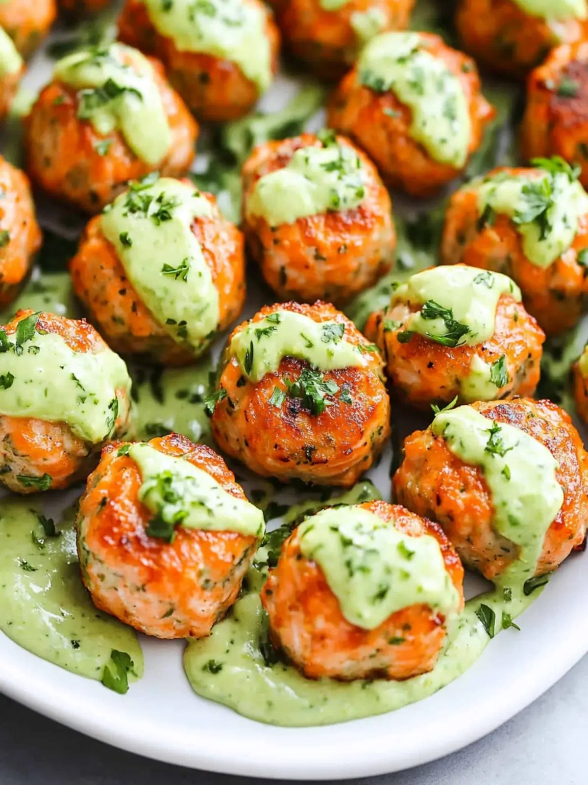 Baked Salmon Meatballs with Creamy Avocado Sauce Delight 2 Baked Salmon Meatballs with Creamy Avocado Sauce