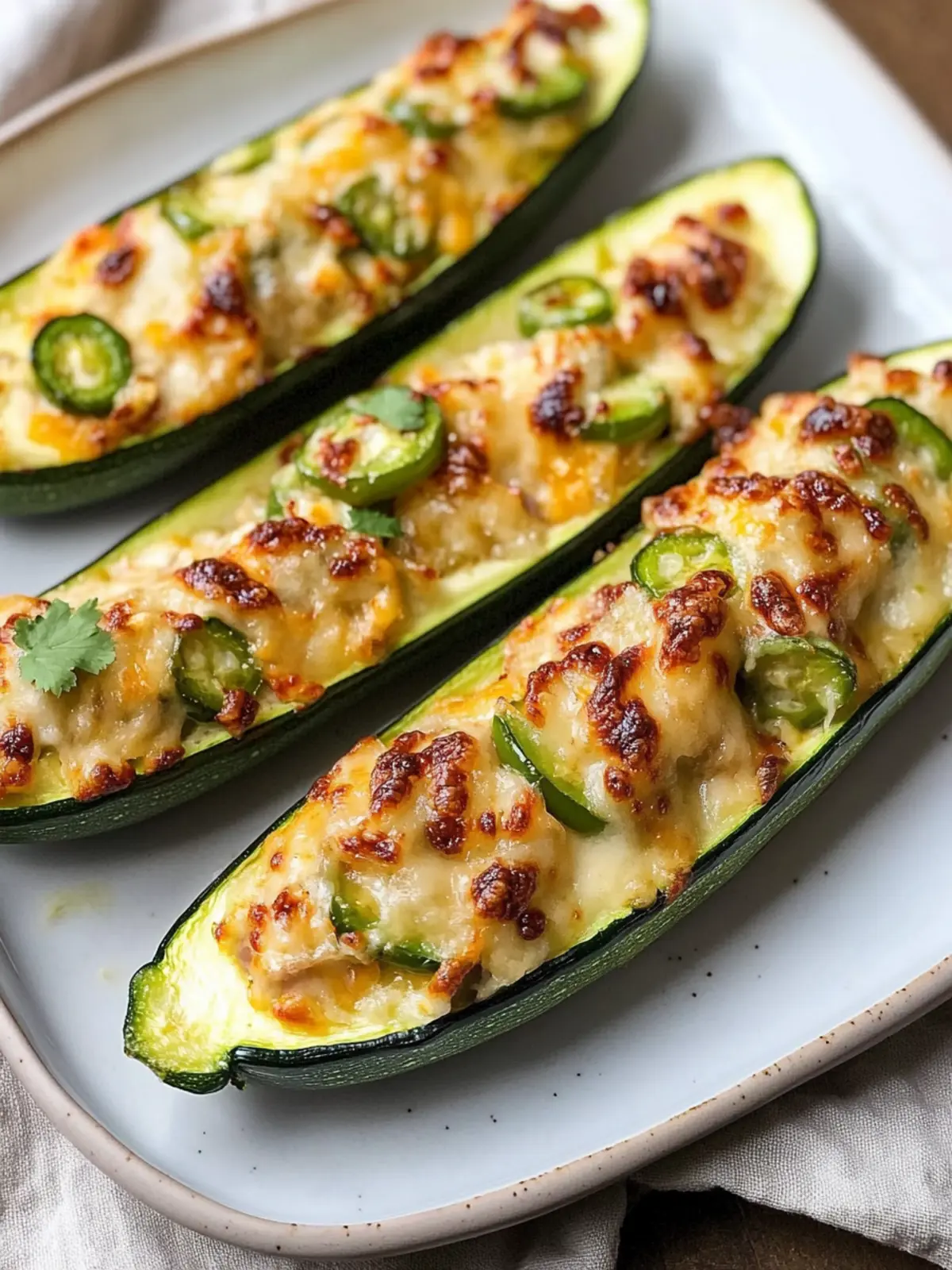 Irresistible Jalapeno Popper Zucchini Boats for Cheesy Bliss 2 Jalapeno Popper Zucchini Boats
