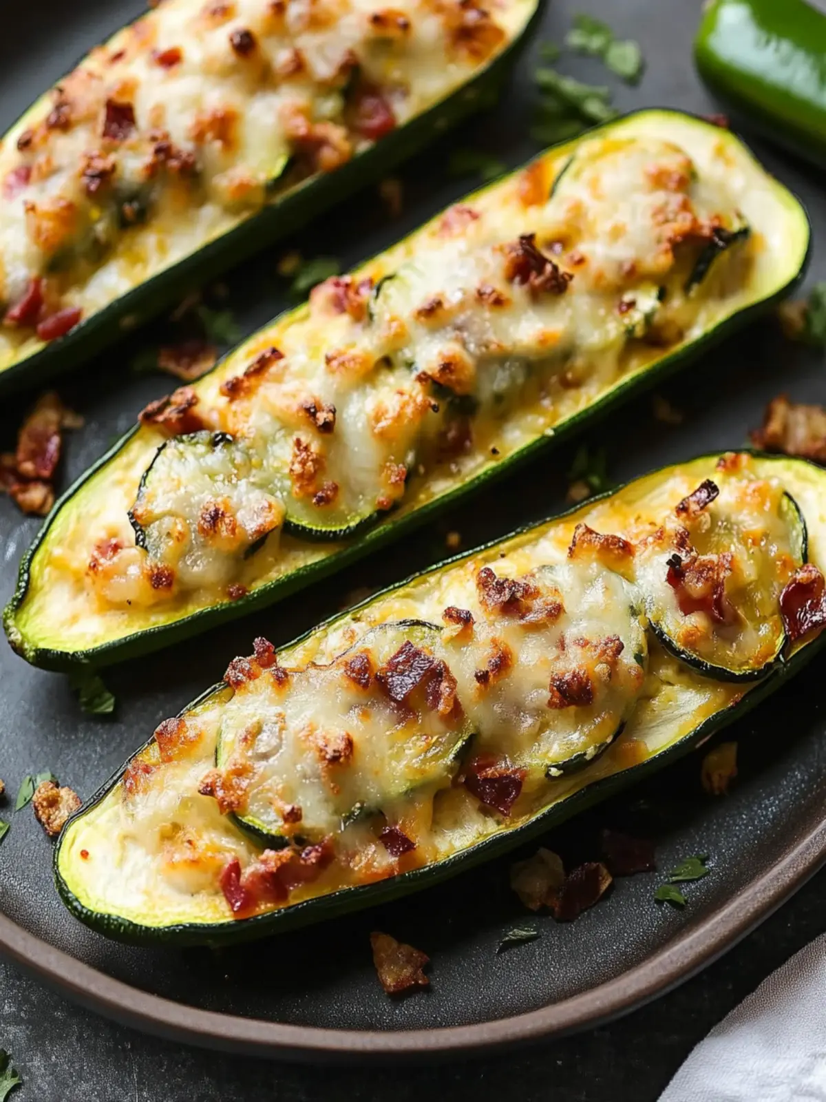Irresistible Jalapeno Popper Zucchini Boats for Cheesy Bliss 4 Jalapeno Popper Zucchini Boats