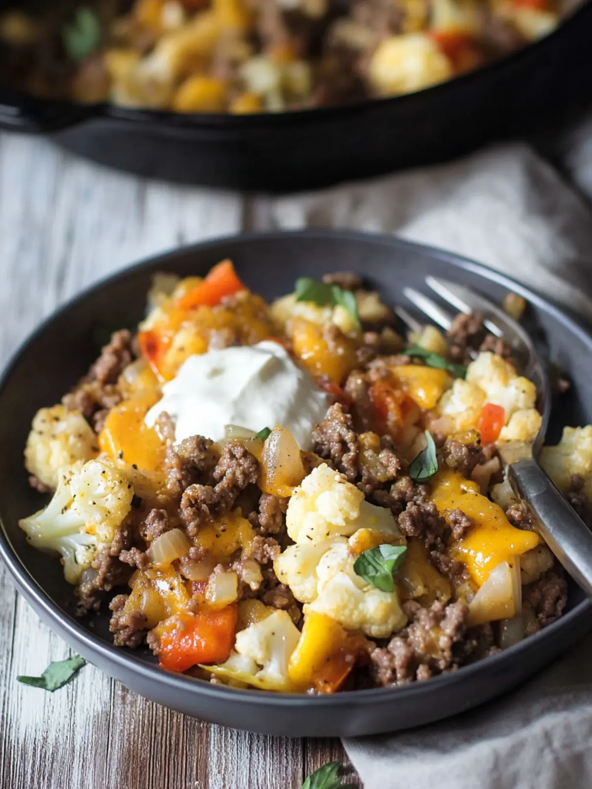 Savory Cauliflower and Ground Beef Hash: A Cozy Comfort Dish 2 Cauliflower and Ground Beef Hash