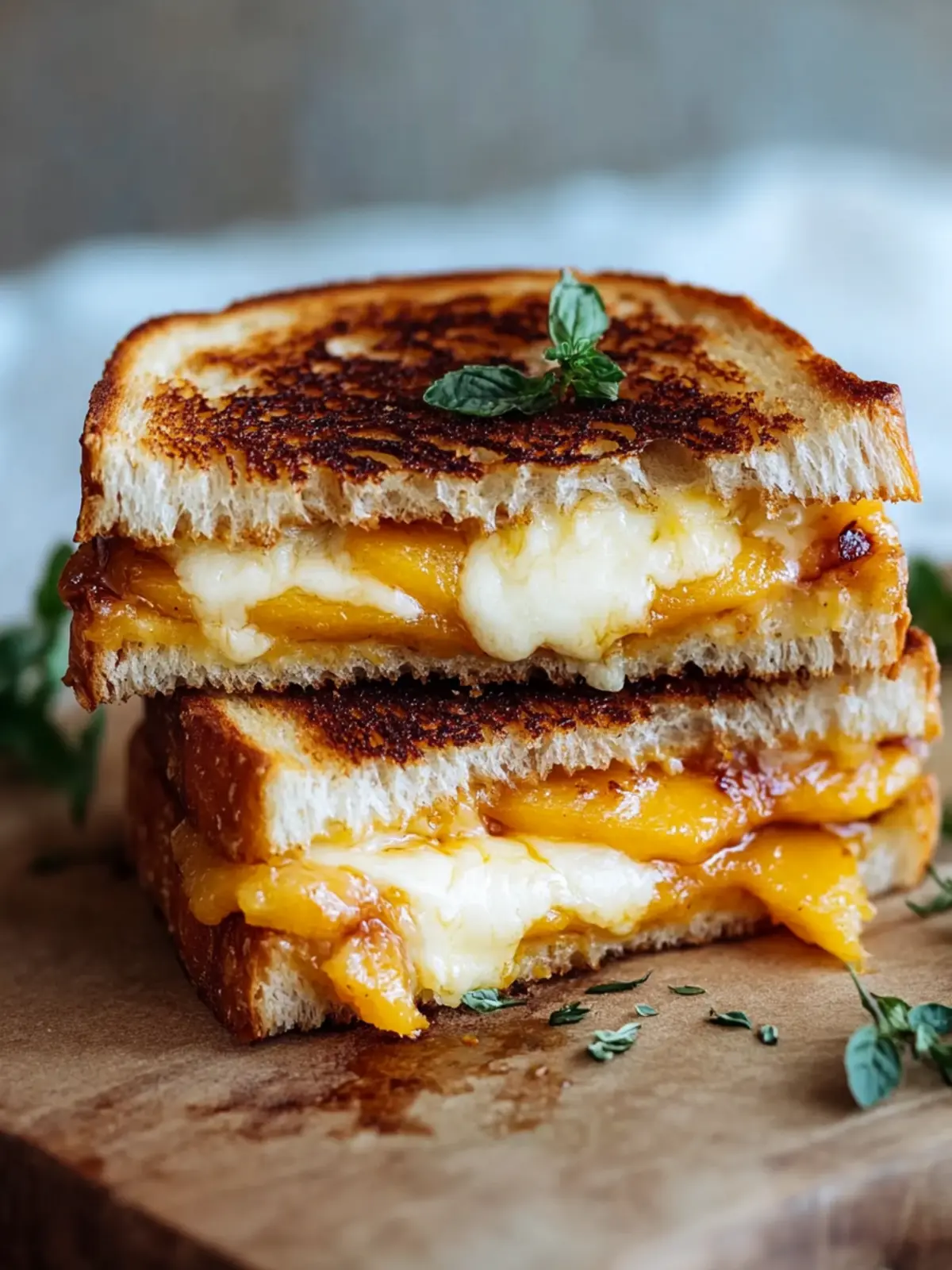 Indulge in Honey Peach & White Cheddar Grilled Cheese Delight 5 Honey Peach & White Cheddar Grilled Cheese