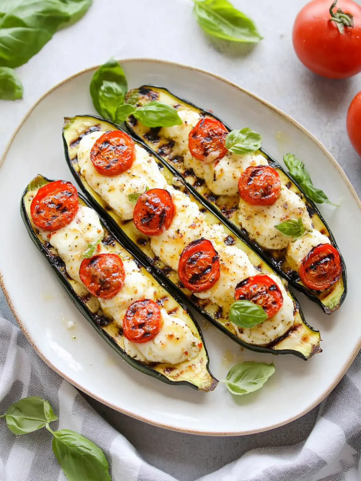 Grilled Caprese Stuffed Zucchini Boats for Fresh Summer Flavor 3 Grilled Caprese Stuffed Zucchini Boats
