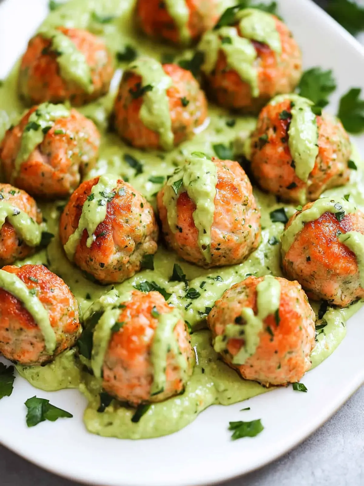 Baked Salmon Meatballs with Creamy Avocado Sauce Delight 5 Baked Salmon Meatballs with Creamy Avocado Sauce