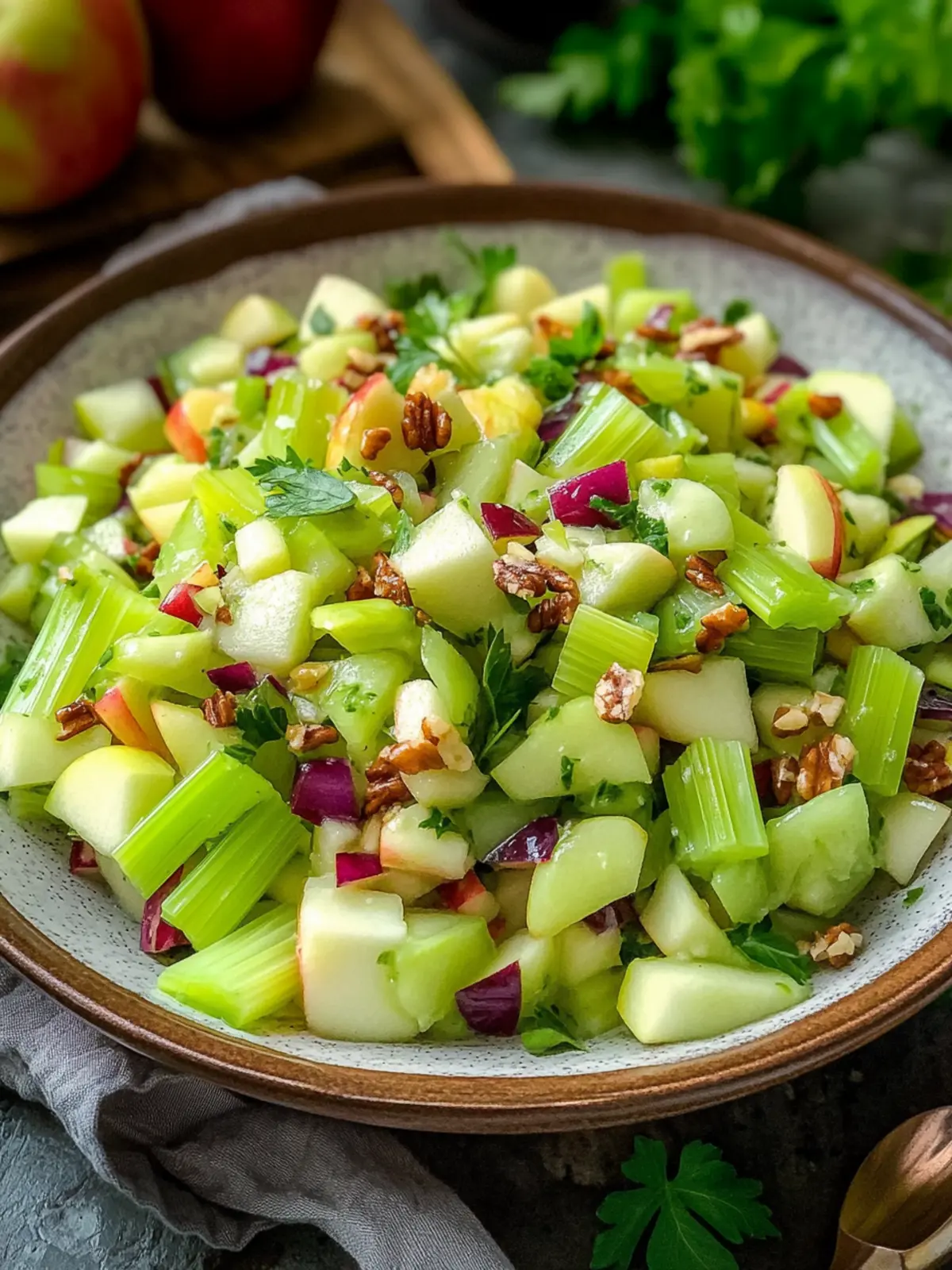 Crunchy Harvest Celery Apple Salad with Glazed Pecans! 5 Harvest Celery Apple Salad