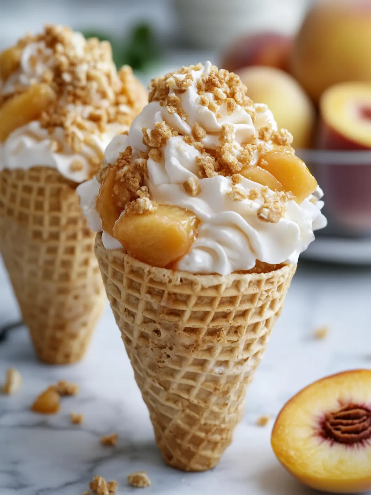 Savor Homemade Peach Cobbler in a Cone for a Sweet Twist 5 Homemade Peach Cobbler in a Cone