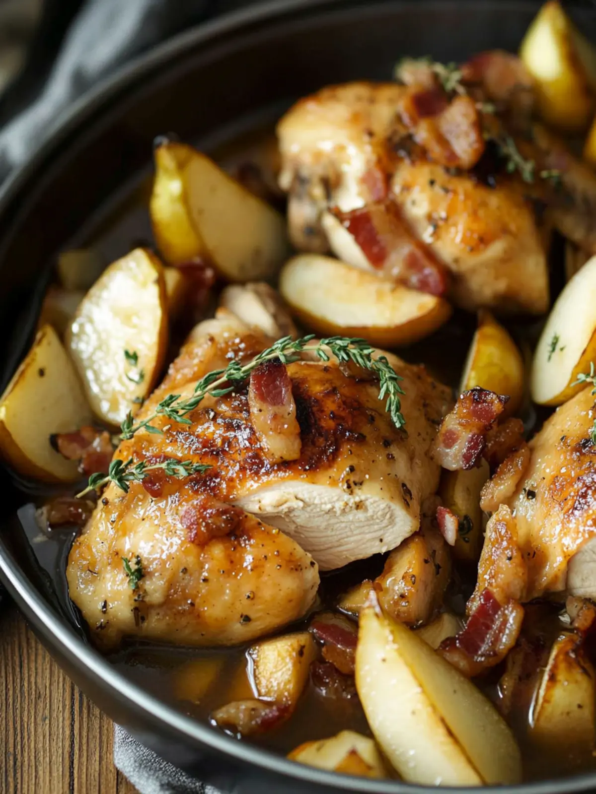 Savory Roasted Chicken with Honey Bacon Pears Delight 2 Roasted Chicken with Honey Bacon Pears