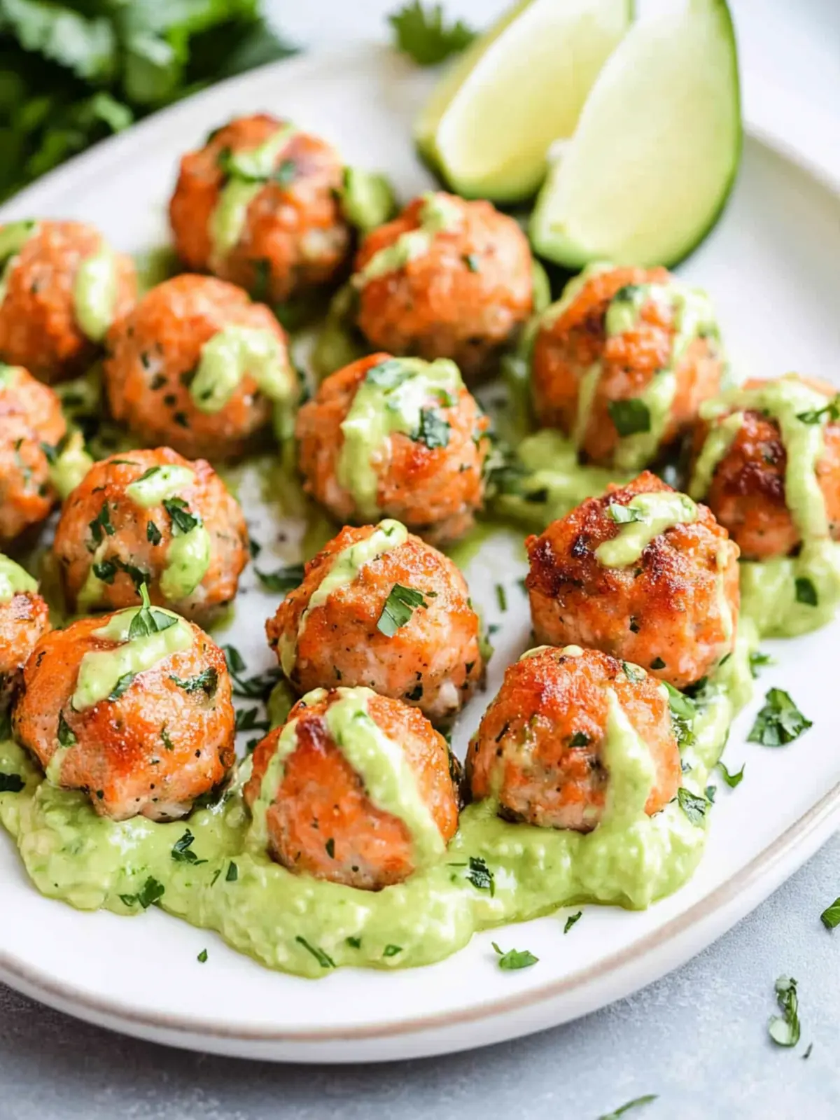 Baked Salmon Meatballs with Creamy Avocado Sauce Delight 3 Baked Salmon Meatballs with Creamy Avocado Sauce