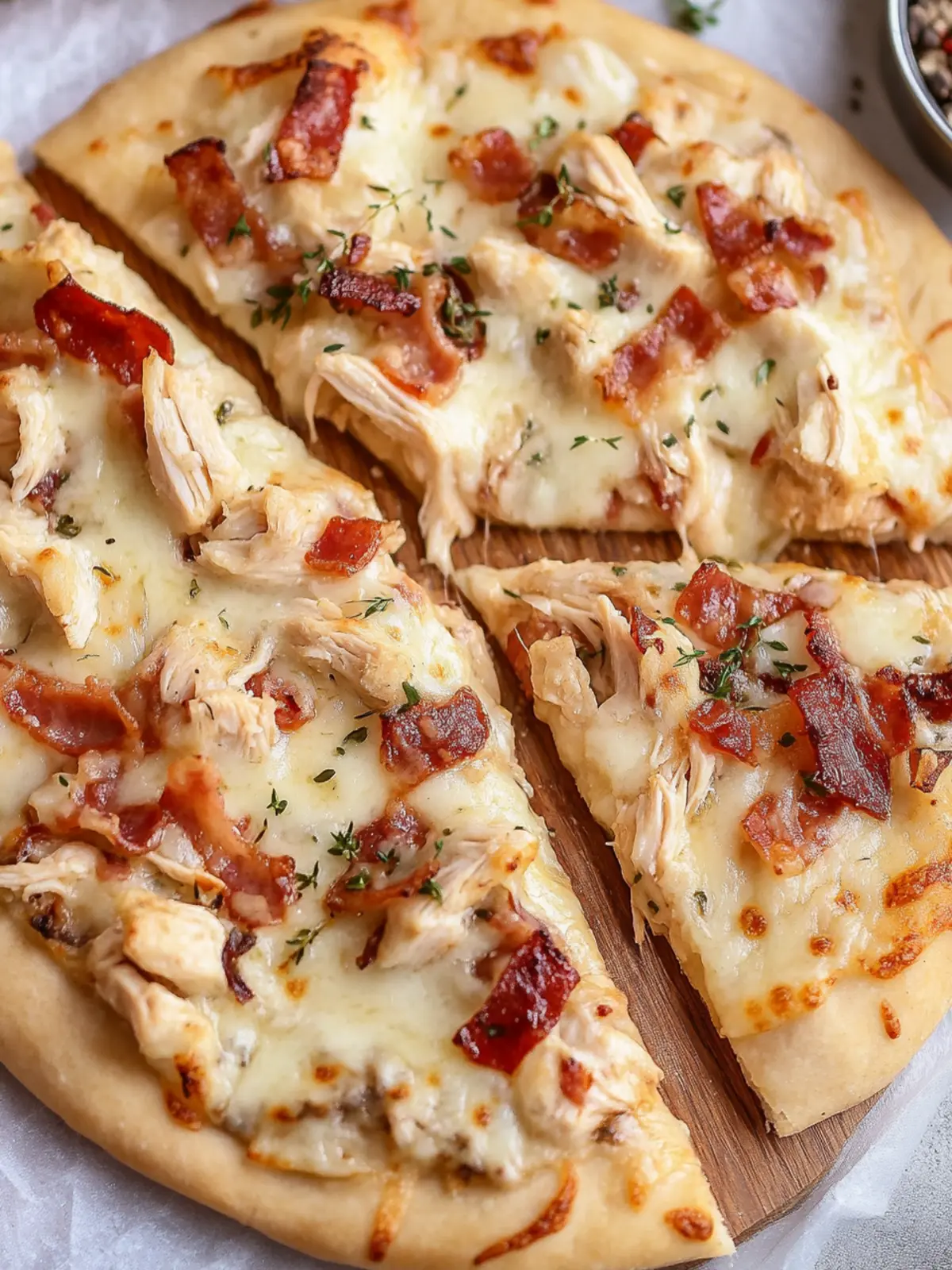 Amazing Chicken Crust Bacon Alfredo Pizza You’ll Adore! 3 Chicken Crust Bacon Alfredo Pizza