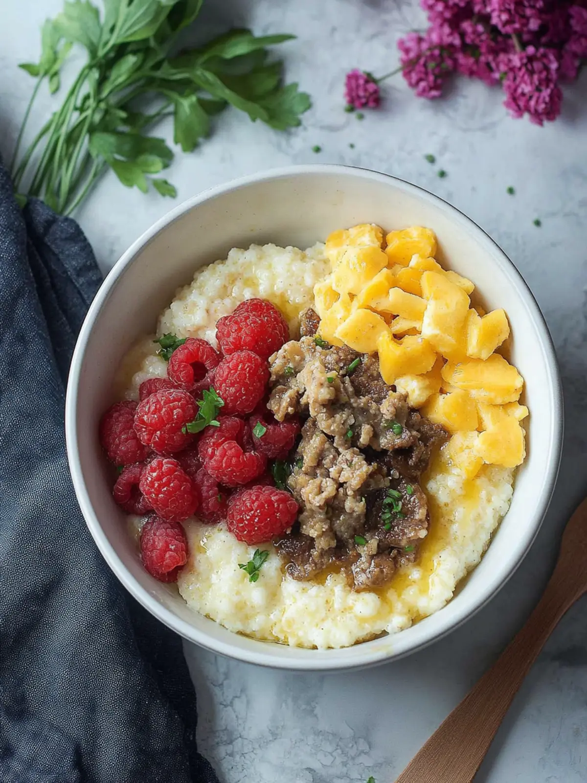 Savory Grits Breakfast Bowl with Sausage and Eggs Delight 2 Grits Breakfast Bowl