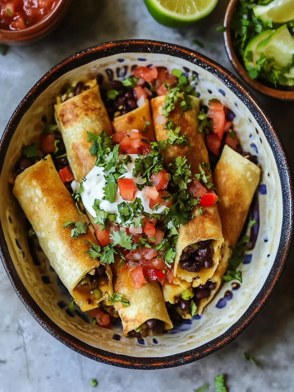 Crispy Black Bean Flautas: Easy Homemade Delight 2 Black Bean Flautas