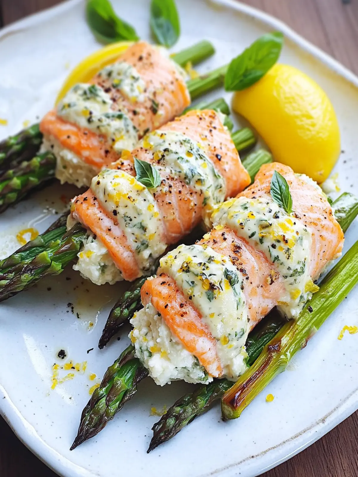 Delicious Asparagus and Lemon Ricotta Stuffed Salmon Rolls 2 Asparagus and Lemon and Basil Ricotta Stuffed Salmon Rolls with Lemon Sauce