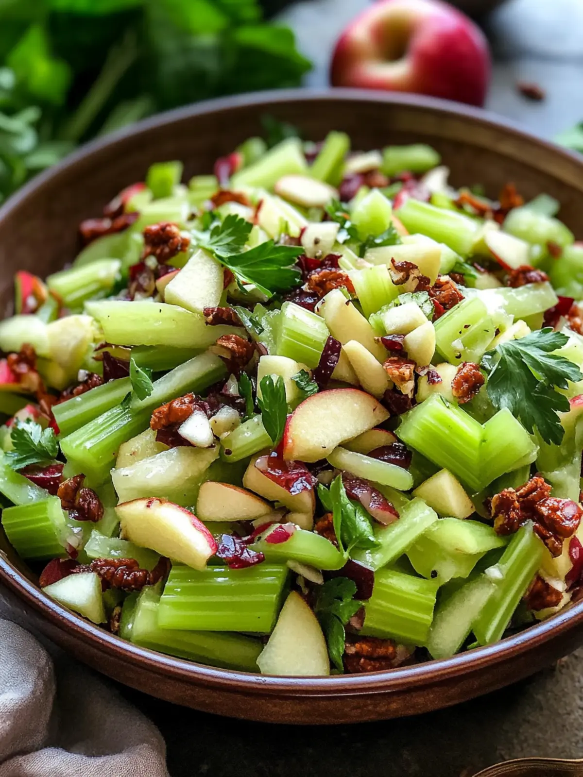 Crunchy Harvest Celery Apple Salad with Glazed Pecans! 4 Harvest Celery Apple Salad