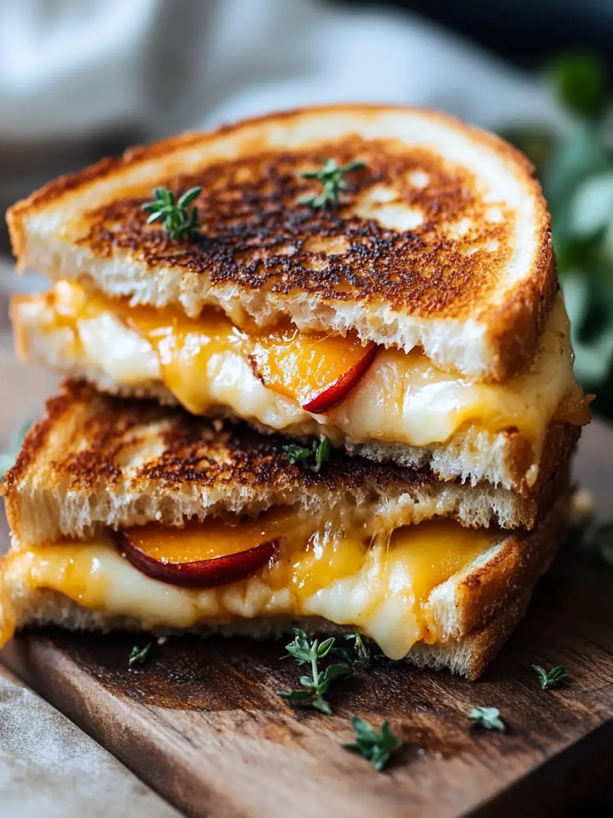 Indulge in Honey Peach & White Cheddar Grilled Cheese Delight 4 Honey Peach & White Cheddar Grilled Cheese
