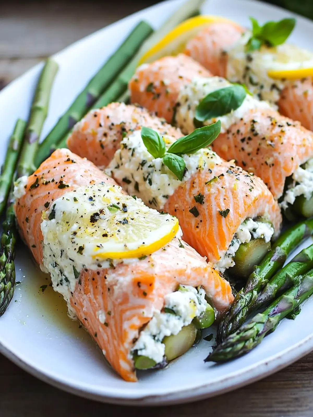 Delicious Asparagus and Lemon Ricotta Stuffed Salmon Rolls 5 Asparagus and Lemon and Basil Ricotta Stuffed Salmon Rolls with Lemon Sauce