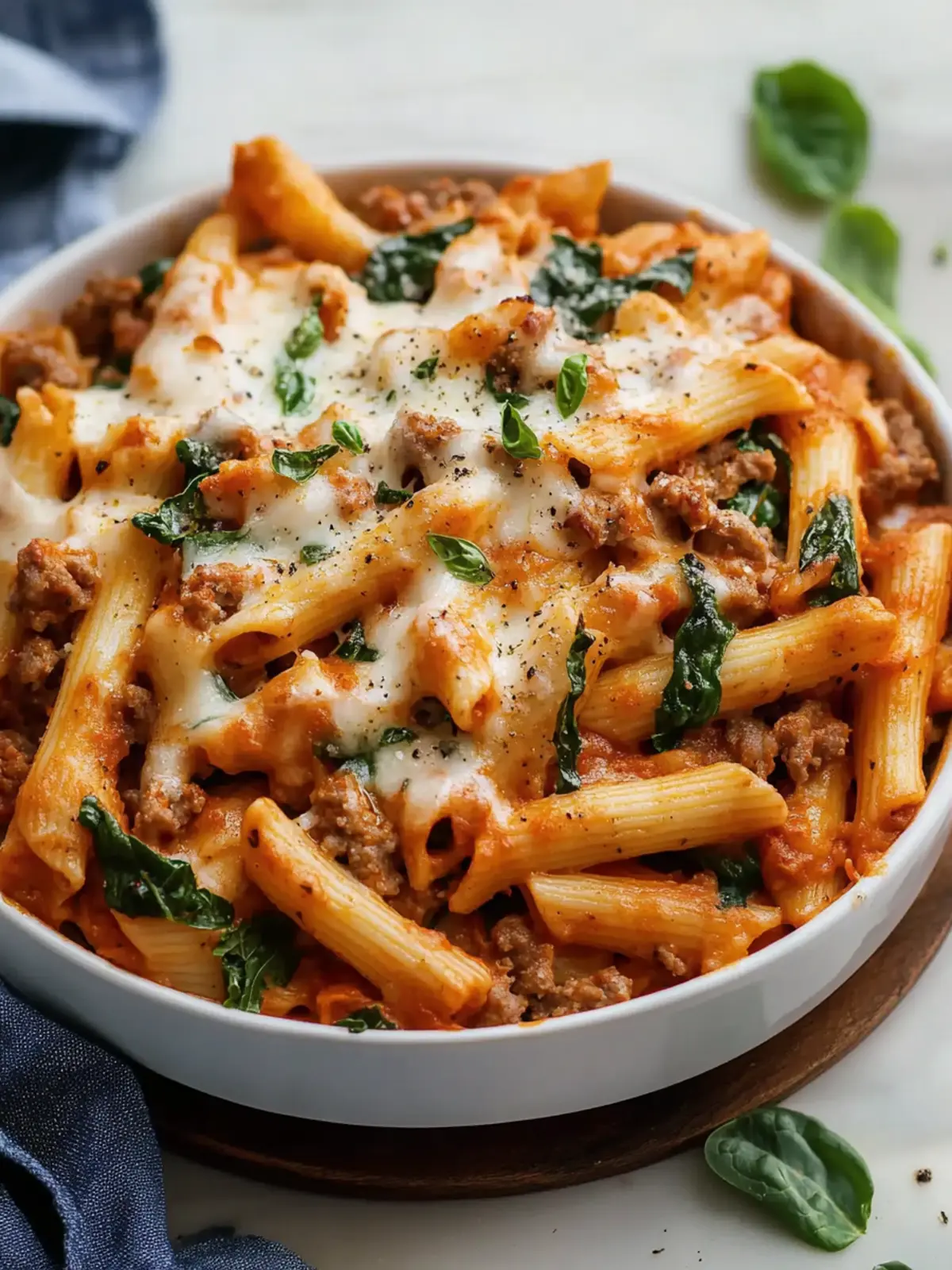 Savor Italian Sausage Baked Mostaccioli with Spinach Tonight 4 Italian Sausage Baked Mostaccioli with Spinach