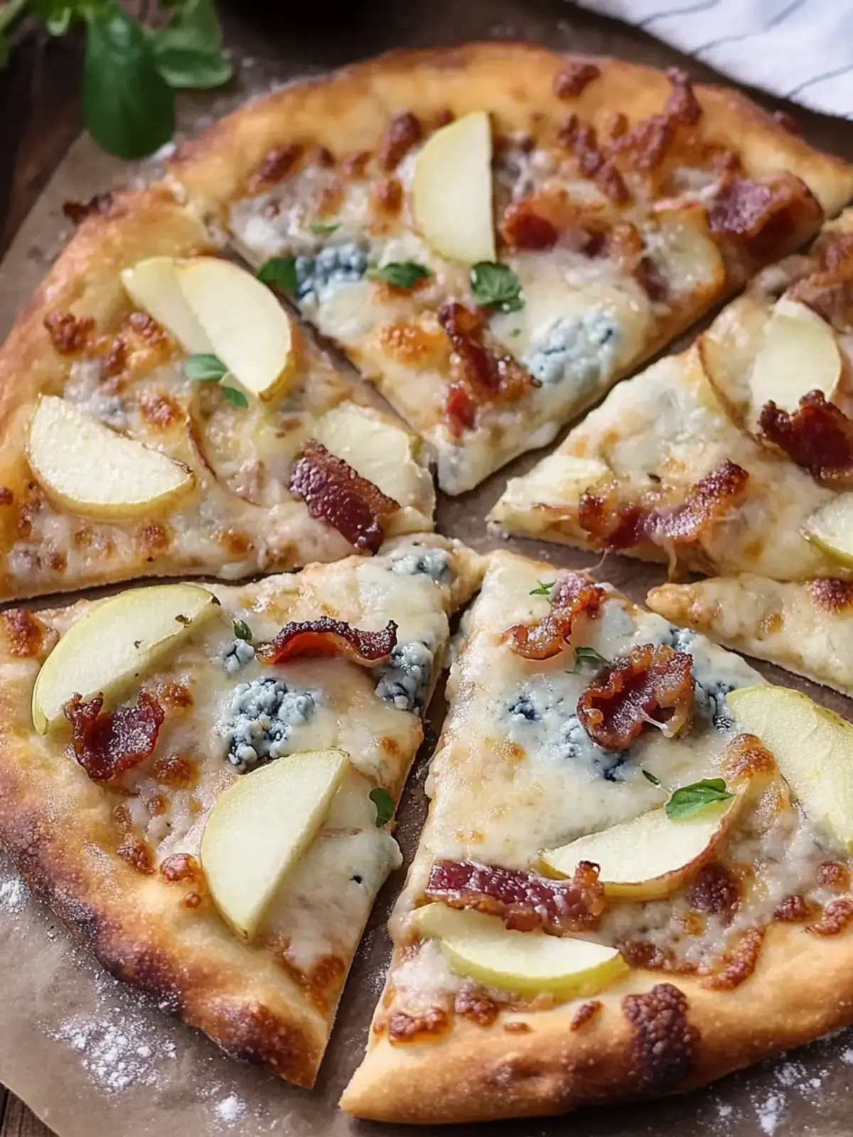 Bacon Blue Cheese Pizza with Apple: A Flavorful Twist 3 Bacon Blue Cheese Pizza with Onion and Green Apple
