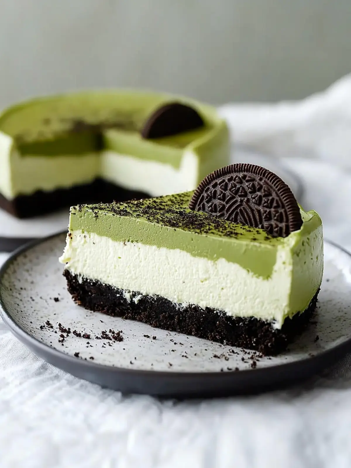 Irresistible Matcha Cheesecake with Crunchy Oreo Crust 5 Matcha Cheesecake with Oreo Crust