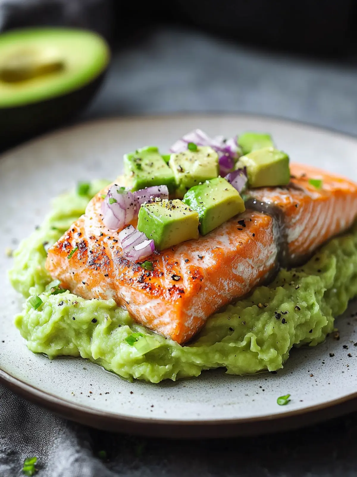 Baked Salmon with Avocado Mash for a Quick Gourmet Delight 5 Baked Salmon with Avocado Mash