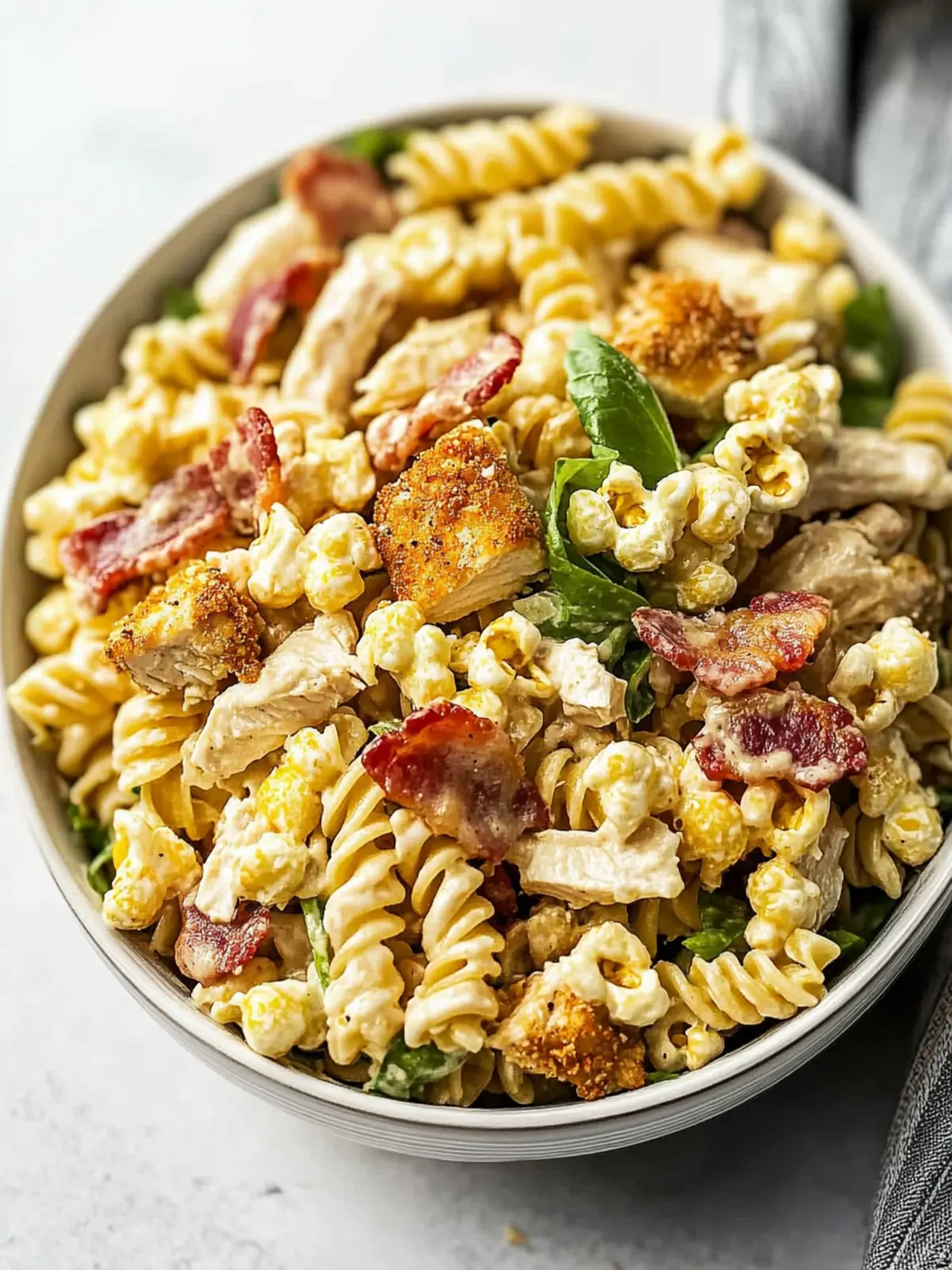 Popcorn Chicken Bacon Ranch Pasta Salad That Wow’s Your Tastebuds 2 Popcorn Chicken Bacon Ranch Pasta Salad