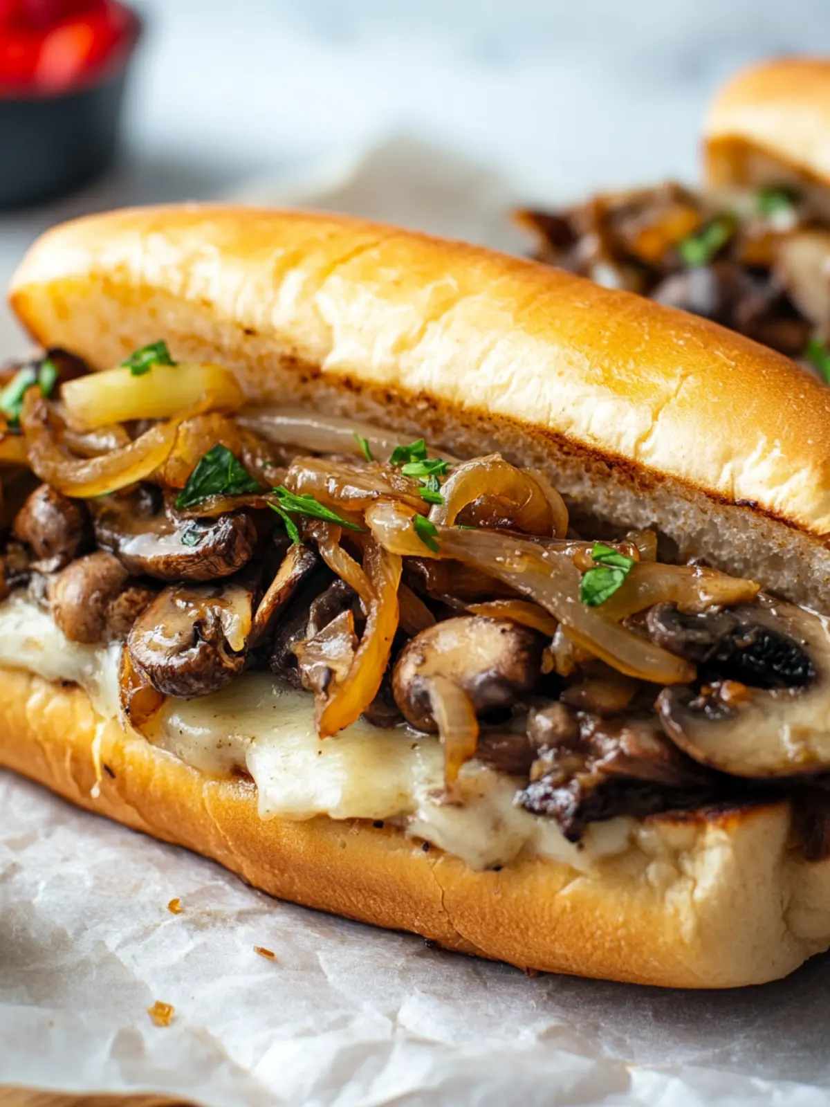 Irresistible Vegetarian Mushroom Philly Cheesesteak Delight 5 Vegetarian Mushroom Philly Cheesesteak with Caramelized Onions