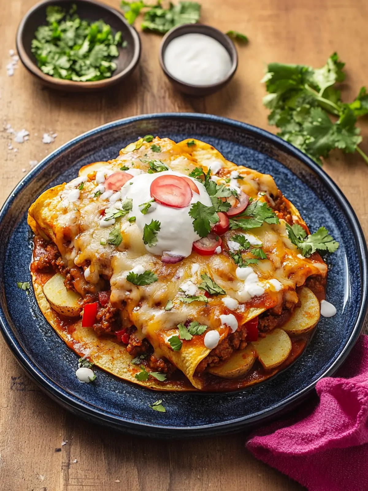 Stacked Potato and Chorizo Enchiladas for Cozy Nights In 3 Stacked Potato and Chorizo Enchiladas