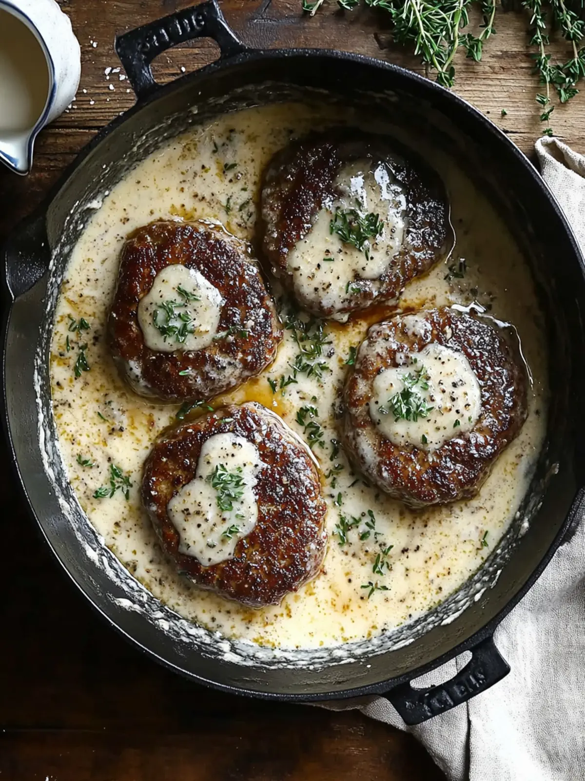 Savor Homemade Salisbury Steaks in Horseradish Parmesan Sauce 4 Salisbury Steaks in Horseradish Parmesan Sauce