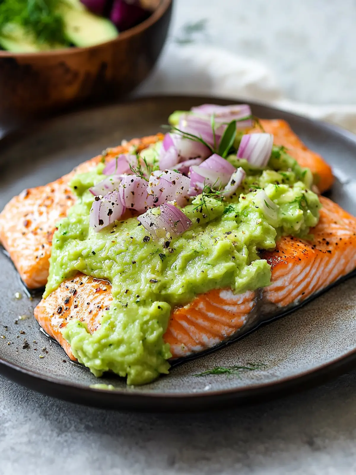 Baked Salmon with Avocado Mash for a Quick Gourmet Delight 2 Baked Salmon with Avocado Mash