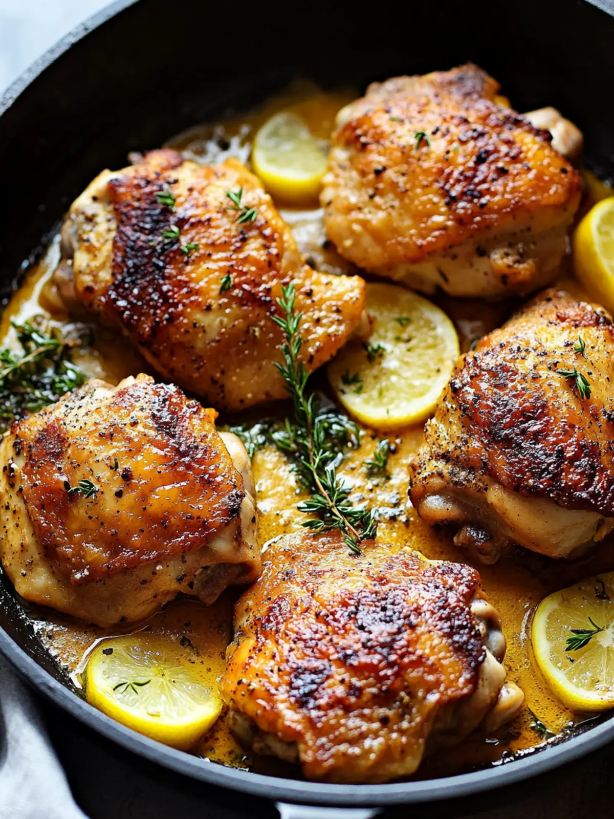 Savory Skillet Chicken Thighs in Creamy Garlic Sauce 2 Skillet Chicken Thighs