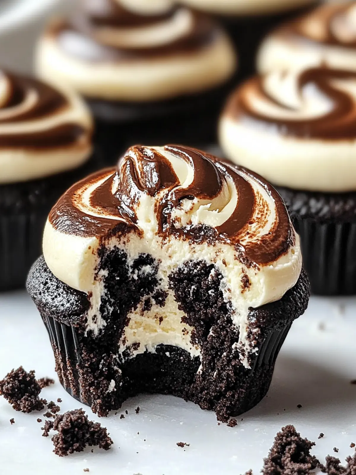 Indulge in Fudge Swirled Oreo Bottom Cheesecake Cupcakes 3 Fudge Swirled Oreo Bottom Cheesecake Cupcakes