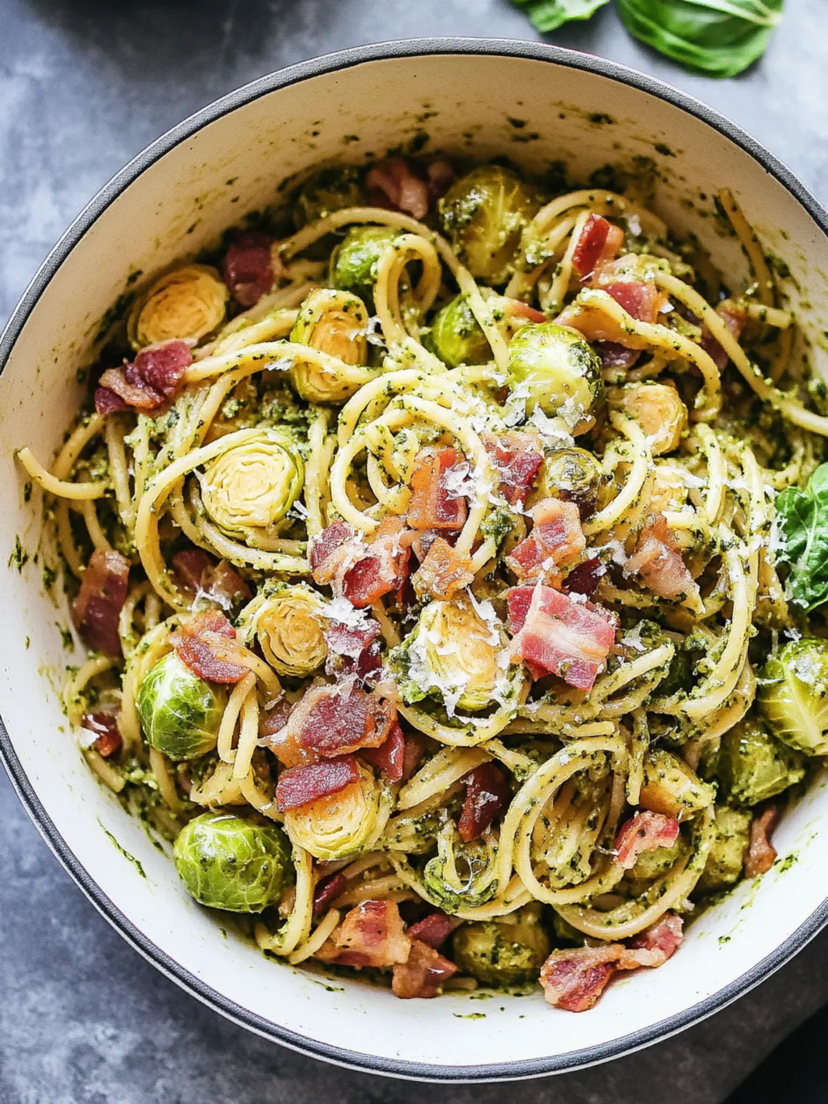 Brussels Sprouts and Bacon Pesto Pasta for Ultimate Comfort 3 Brussels Sprouts and Bacon Pesto Pasta