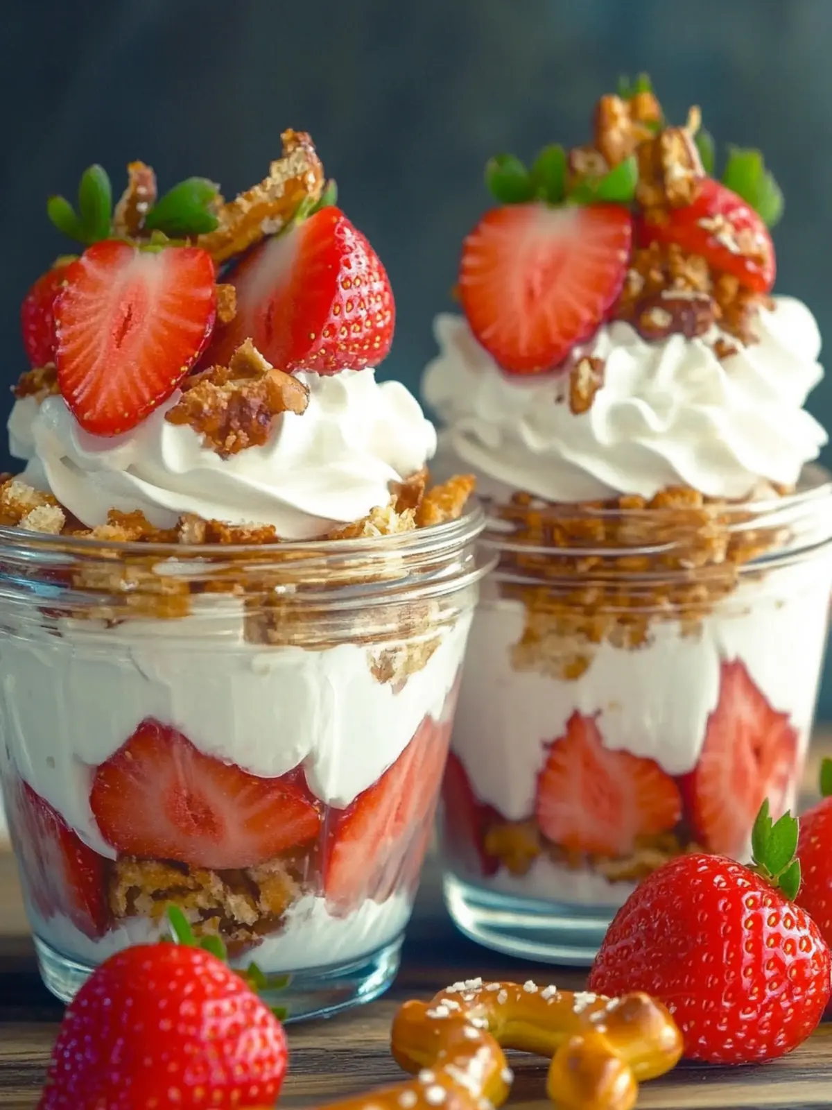 Strawberry Pretzel Salad Parfaits: A Sweet-Crunchy Delight 2 Strawberry Pretzel Salad Parfaits