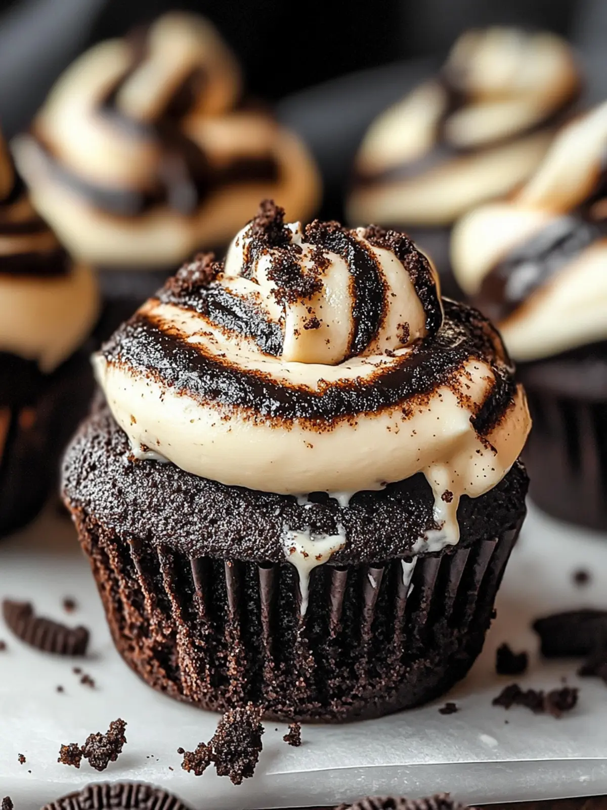 Indulge in Fudge Swirled Oreo Bottom Cheesecake Cupcakes 5 Fudge Swirled Oreo Bottom Cheesecake Cupcakes