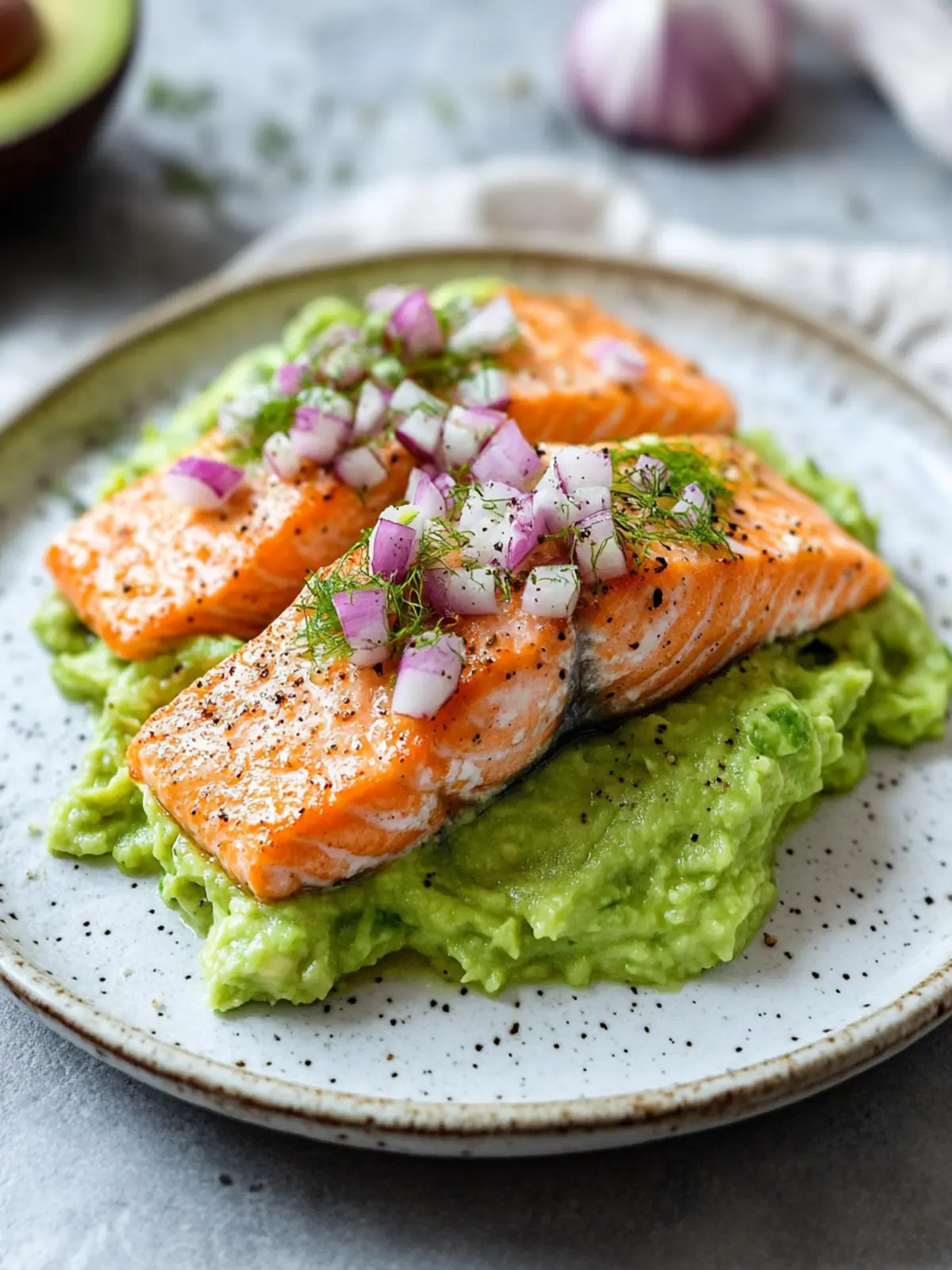 Baked Salmon with Avocado Mash for a Quick Gourmet Delight 3 Baked Salmon with Avocado Mash