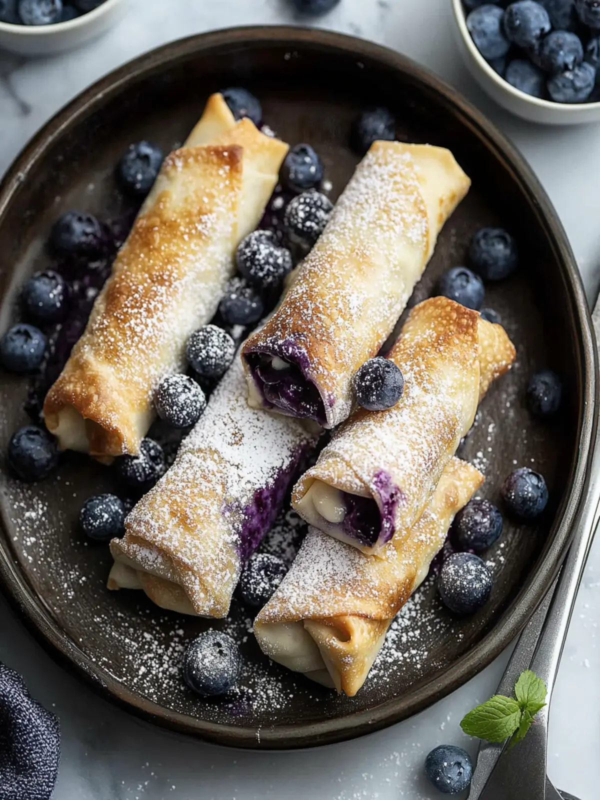 Indulge in Blueberry Cheesecake Egg Rolls for a Sweet Treat 2 Blueberry Cheesecake Egg Rolls