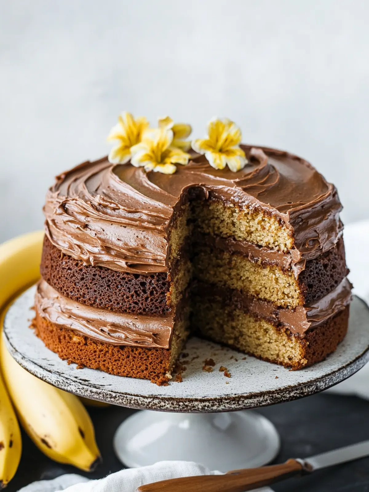 Indulge in Banana Cake with Nutella Frosting Bliss 2 Banana Cake with Nutella Frosting