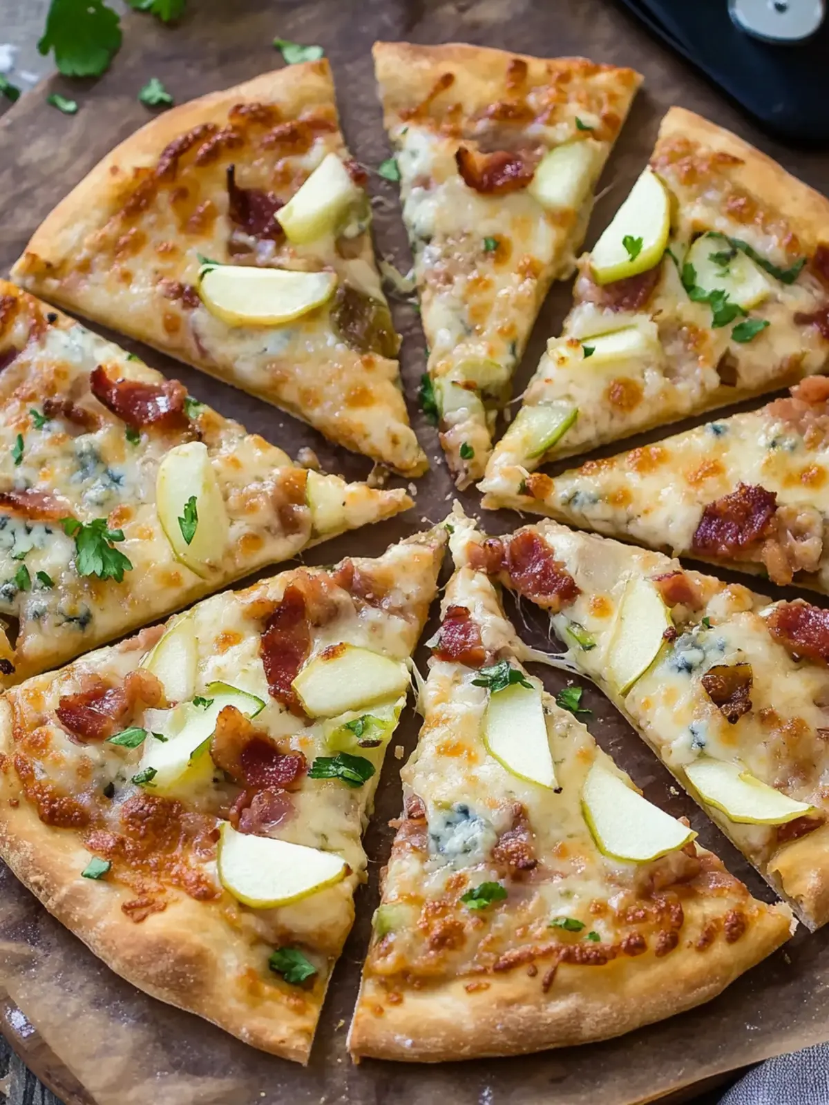 Bacon Blue Cheese Pizza with Apple: A Flavorful Twist 4 Bacon Blue Cheese Pizza with Onion and Green Apple