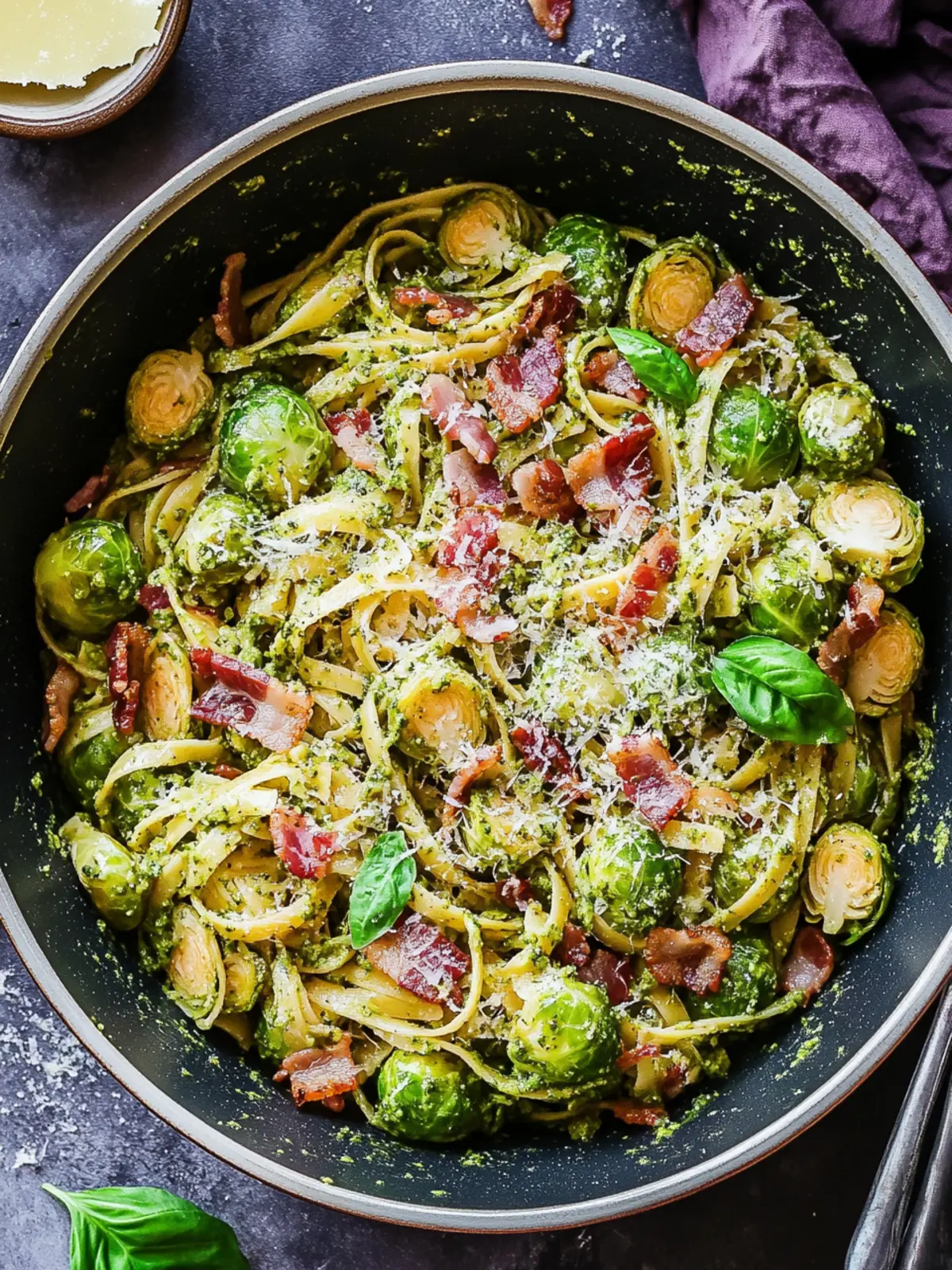 Brussels Sprouts and Bacon Pesto Pasta for Ultimate Comfort 5 Brussels Sprouts and Bacon Pesto Pasta