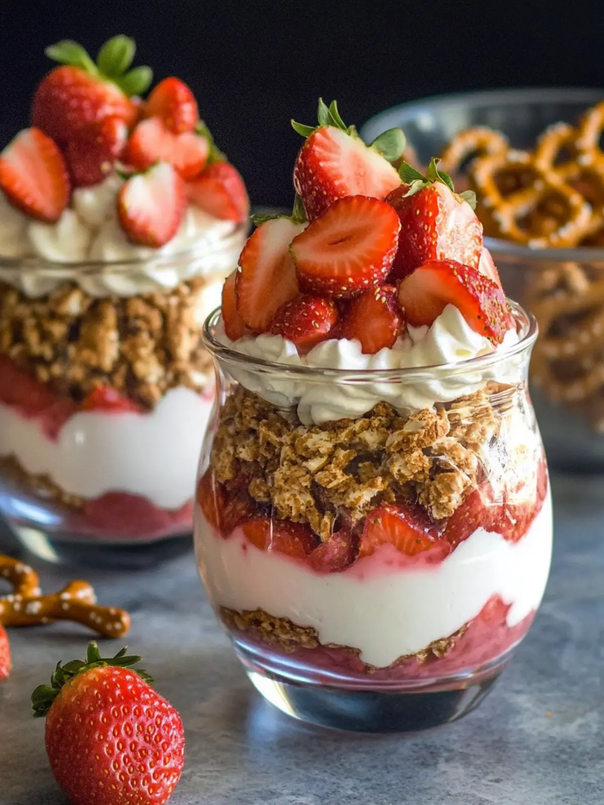 Strawberry Pretzel Salad Parfaits: A Sweet-Crunchy Delight 4 Strawberry Pretzel Salad Parfaits